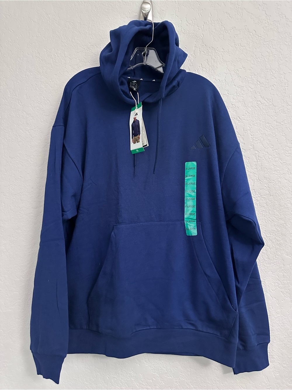 Adidas Men’s Navy Blue Pullover Hoodie Embroidered Log Size XL NWT